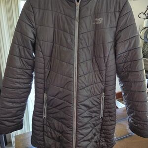 New Balance Hooded Puffer Tech Jacket with Sherpa Lining. 